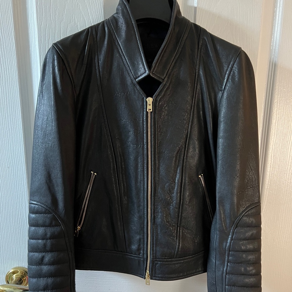 J.Crew Collection Standing-Collar Leather Jacket